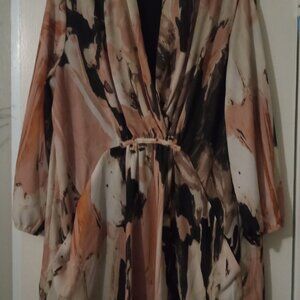 bar III long sleeves lined dress pink & brown size XXL